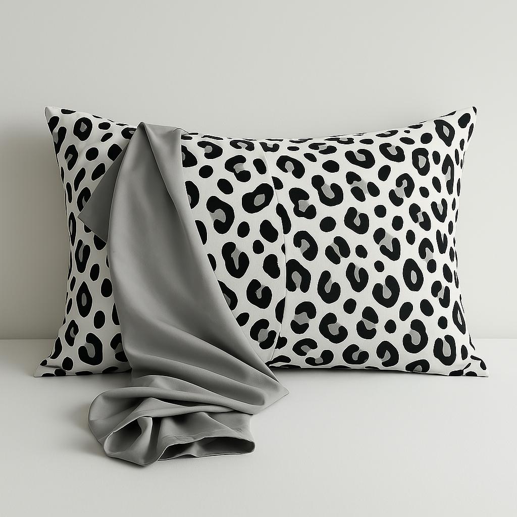 3Piece Duvet Cover Set, Queen Size Comfortable Duvet Cover and Pillowcases No Filling,Grey Leopard Print on White Bedding, Soft Polyester Comforter Cover for Hot sleepers,Machine Washable Bedding set,Perfect Bedroom Decor